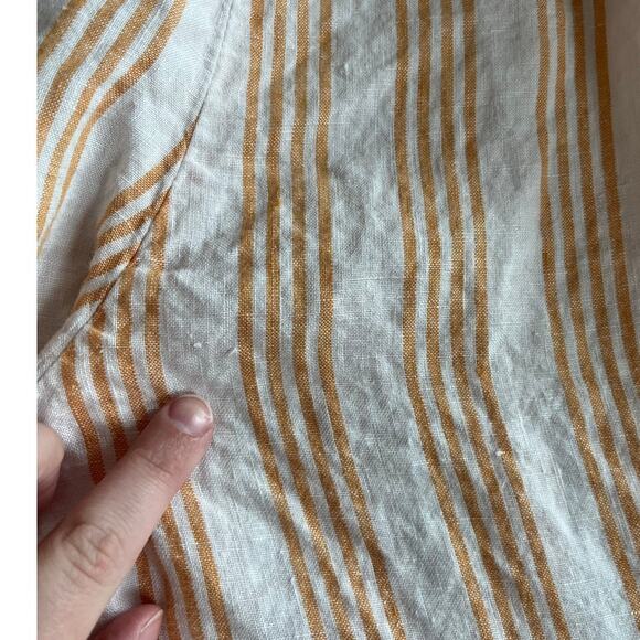 H&M Pants Medium Linen Pull On Stretch Cropped Striped Orange White Beach Boho - Picture 5 of 16